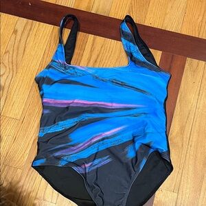 NAADAM Blue and Black One-Piece Swimsuit